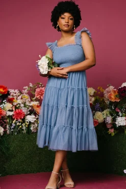 Baltic Born Emma Smocked Tulle Dress | Slate Blue