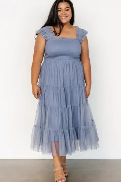 Baltic Born Emma Smocked Tulle Dress | Slate Blue