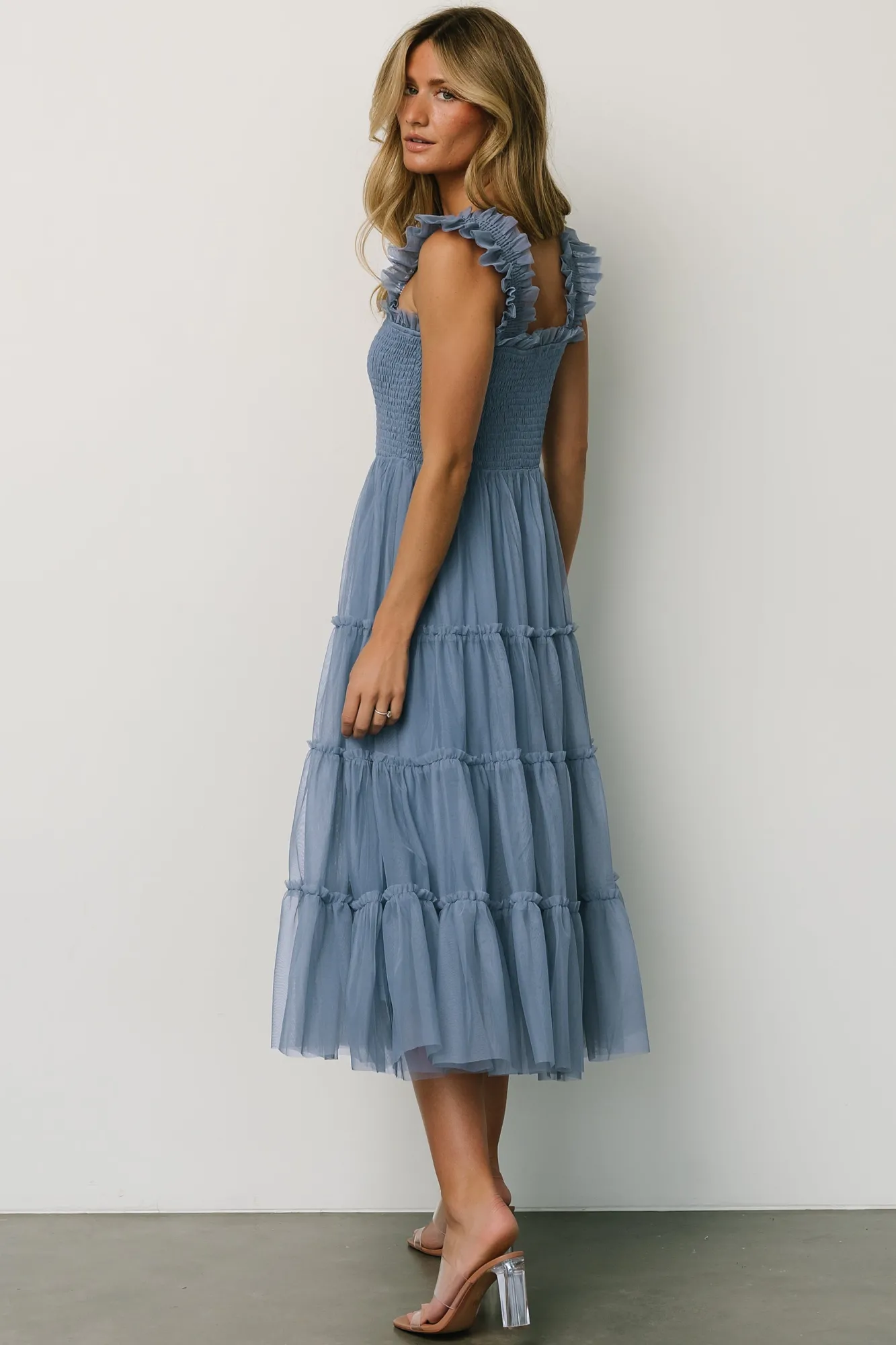 Baltic Born Emma Smocked Tulle Dress | Slate Blue