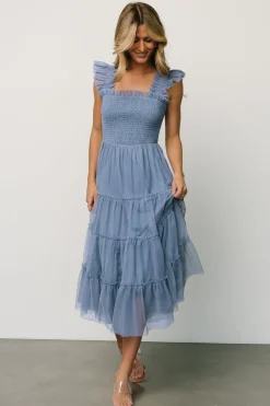 Baltic Born Emma Smocked Tulle Dress | Slate Blue