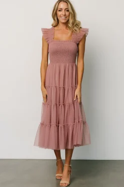 Baltic Born Emma Smocked Tulle Dress | Dusty Rose