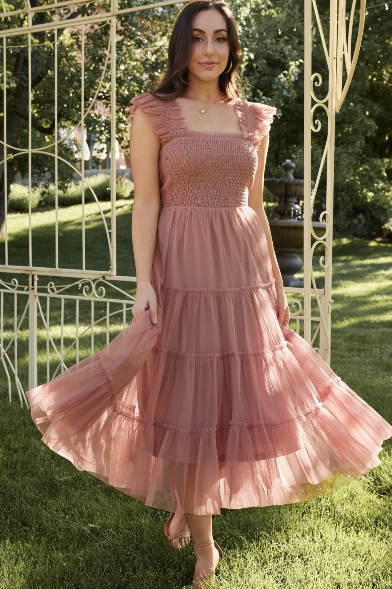 Baltic Born Emma Smocked Tulle Dress | Dusty Rose