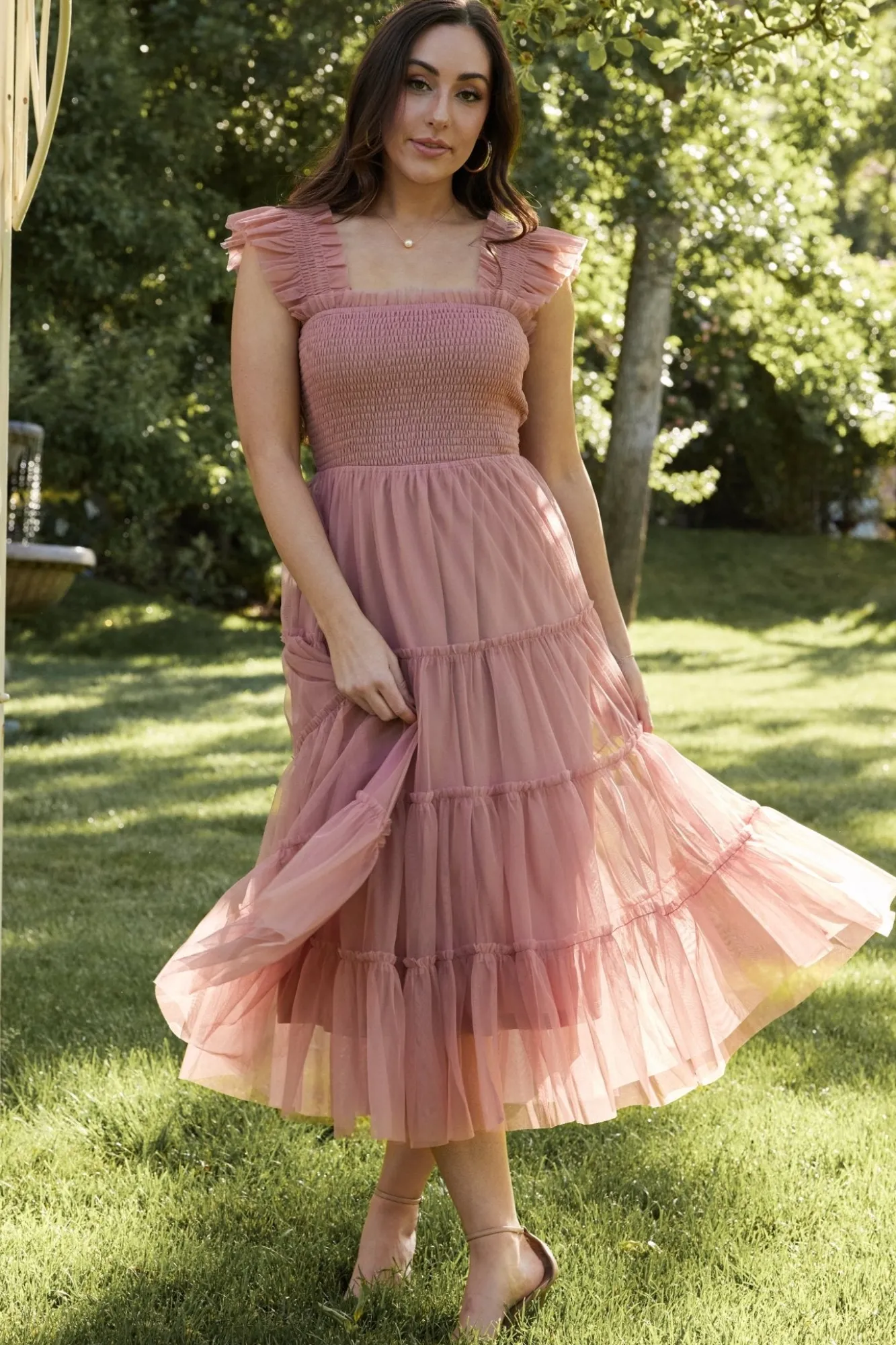 Baltic Born Emma Smocked Tulle Dress | Dusty Rose