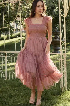 Baltic Born Emma Smocked Tulle Dress | Dusty Rose