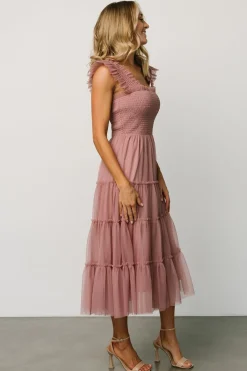 Baltic Born Emma Smocked Tulle Dress | Dusty Rose