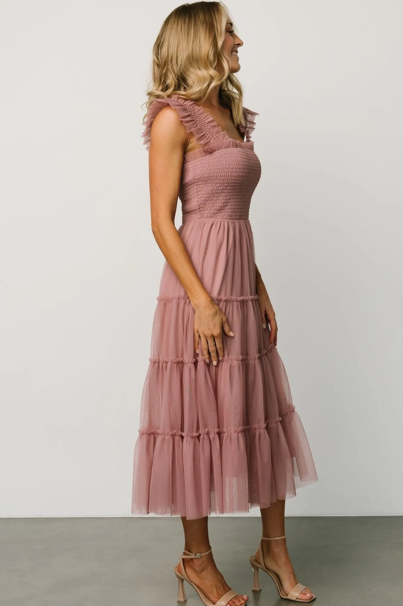 Baltic Born Emma Smocked Tulle Dress | Dusty Rose