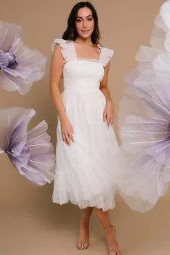 Baltic Born Emma Smocked Tulle Dress | Off White