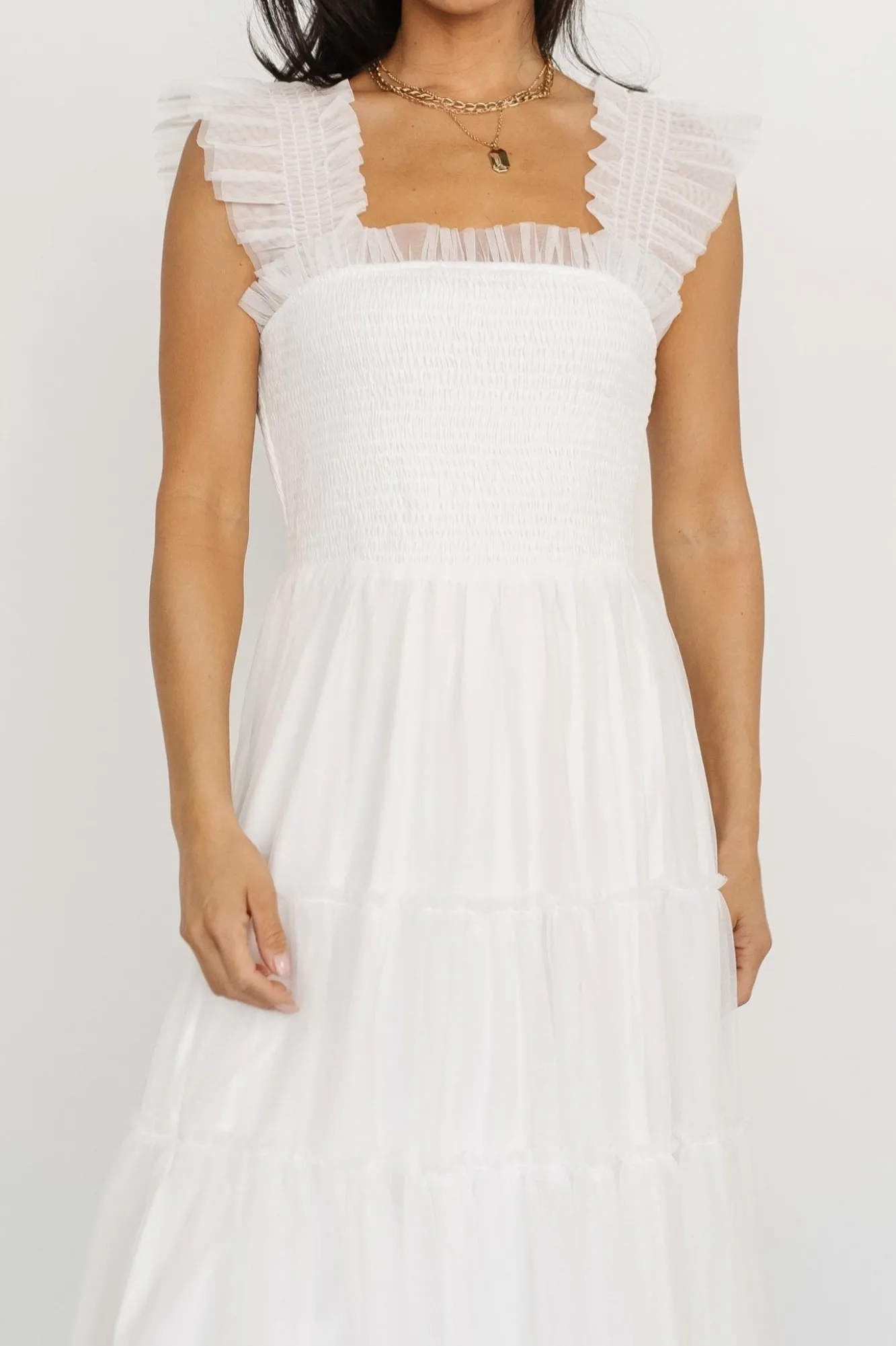 Baltic Born Emma Smocked Tulle Dress | Off White