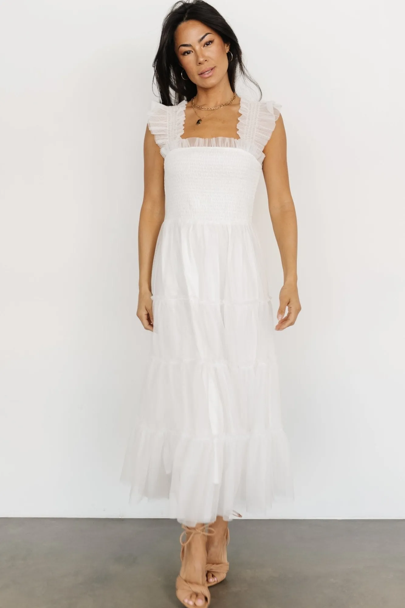 Baltic Born Emma Smocked Tulle Dress | Off White