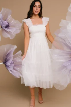 Baltic Born Emma Smocked Tulle Dress | Off White