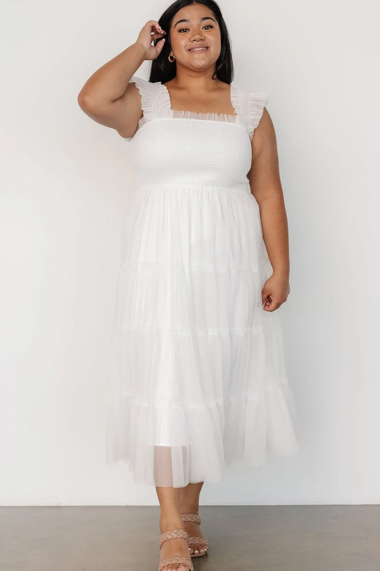Baltic Born Emma Smocked Tulle Dress | Off White