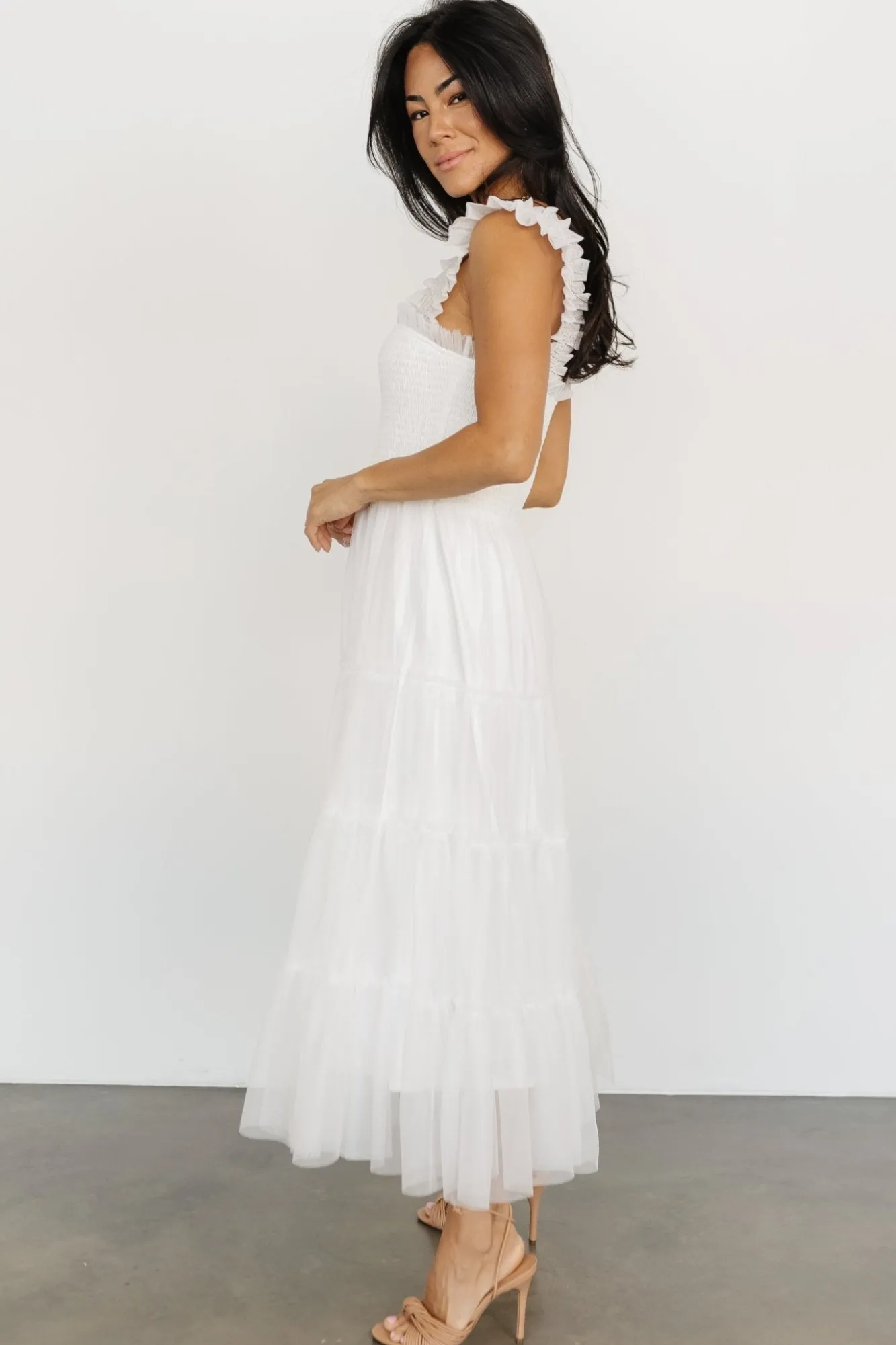 Baltic Born Emma Smocked Tulle Dress | Off White