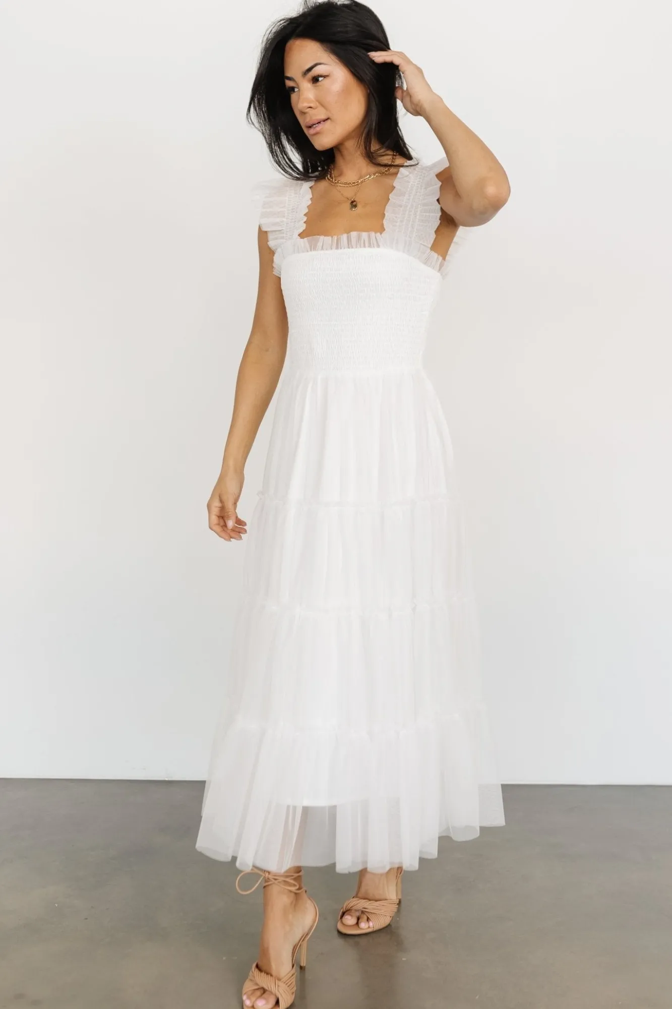 Baltic Born Emma Smocked Tulle Dress | Off White
