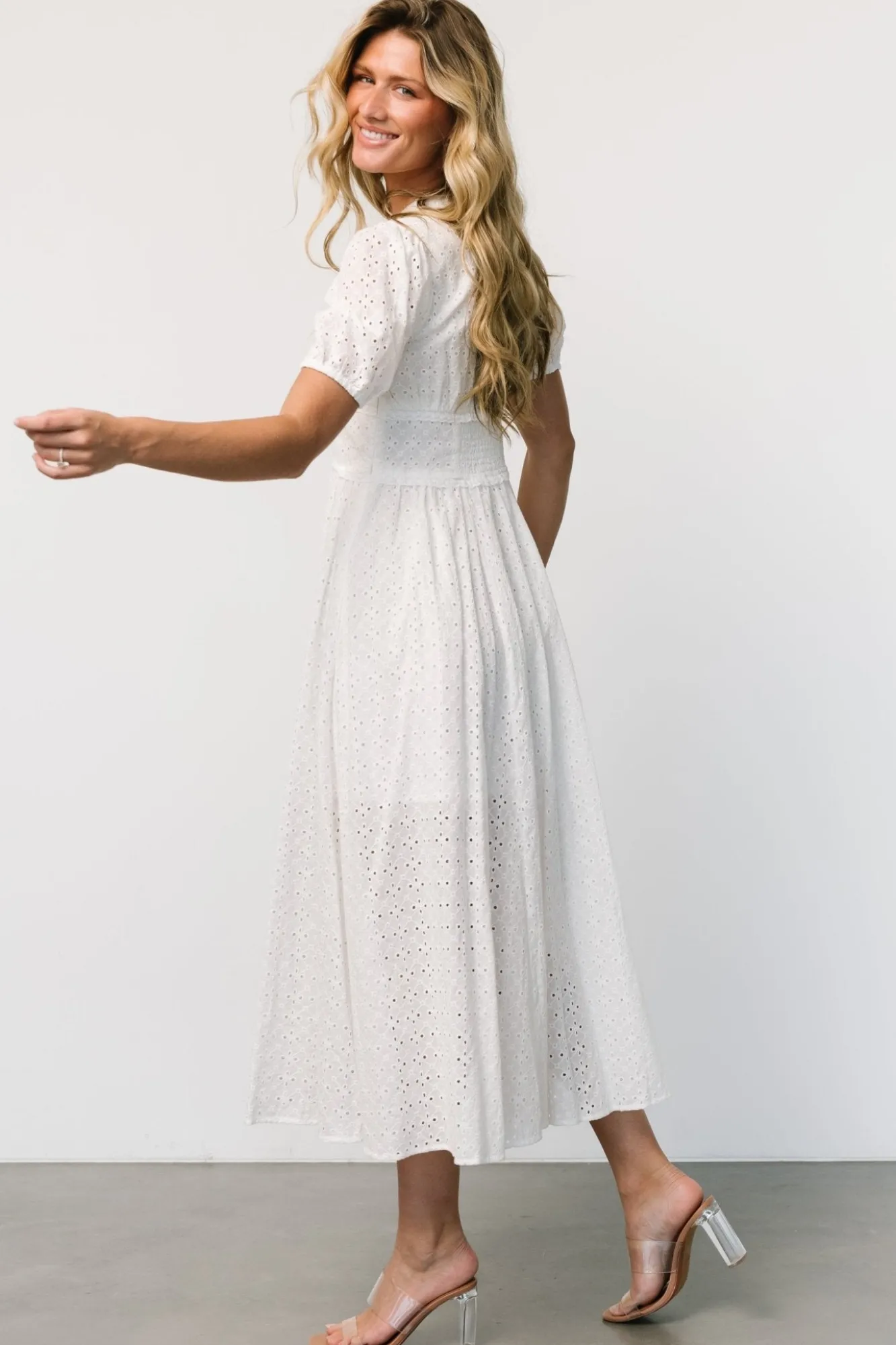 Baltic Born Esther Eyelet Midi Dress | Off White
