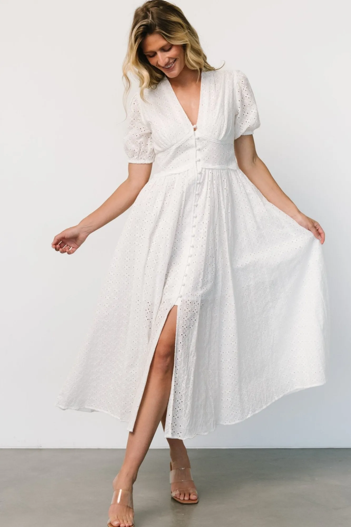 Baltic Born Esther Eyelet Midi Dress | Off White
