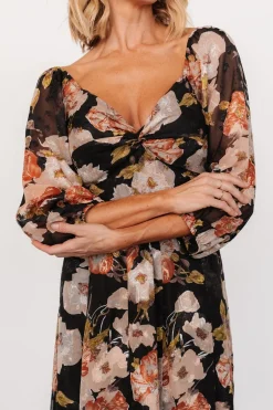 Baltic Born Etta Midi Dress | Black + Peach Floral