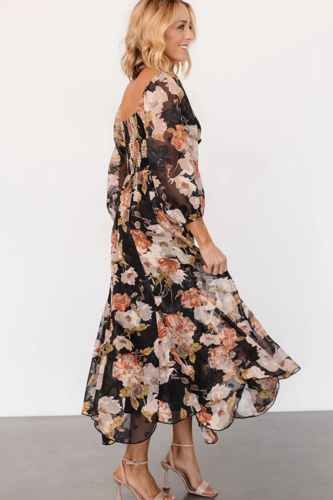 Baltic Born Etta Midi Dress | Black + Peach Floral