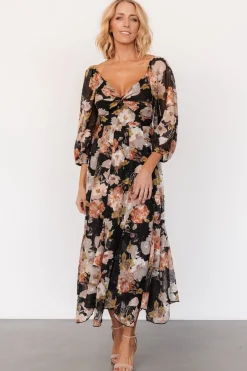 Baltic Born Etta Midi Dress | Black + Peach Floral