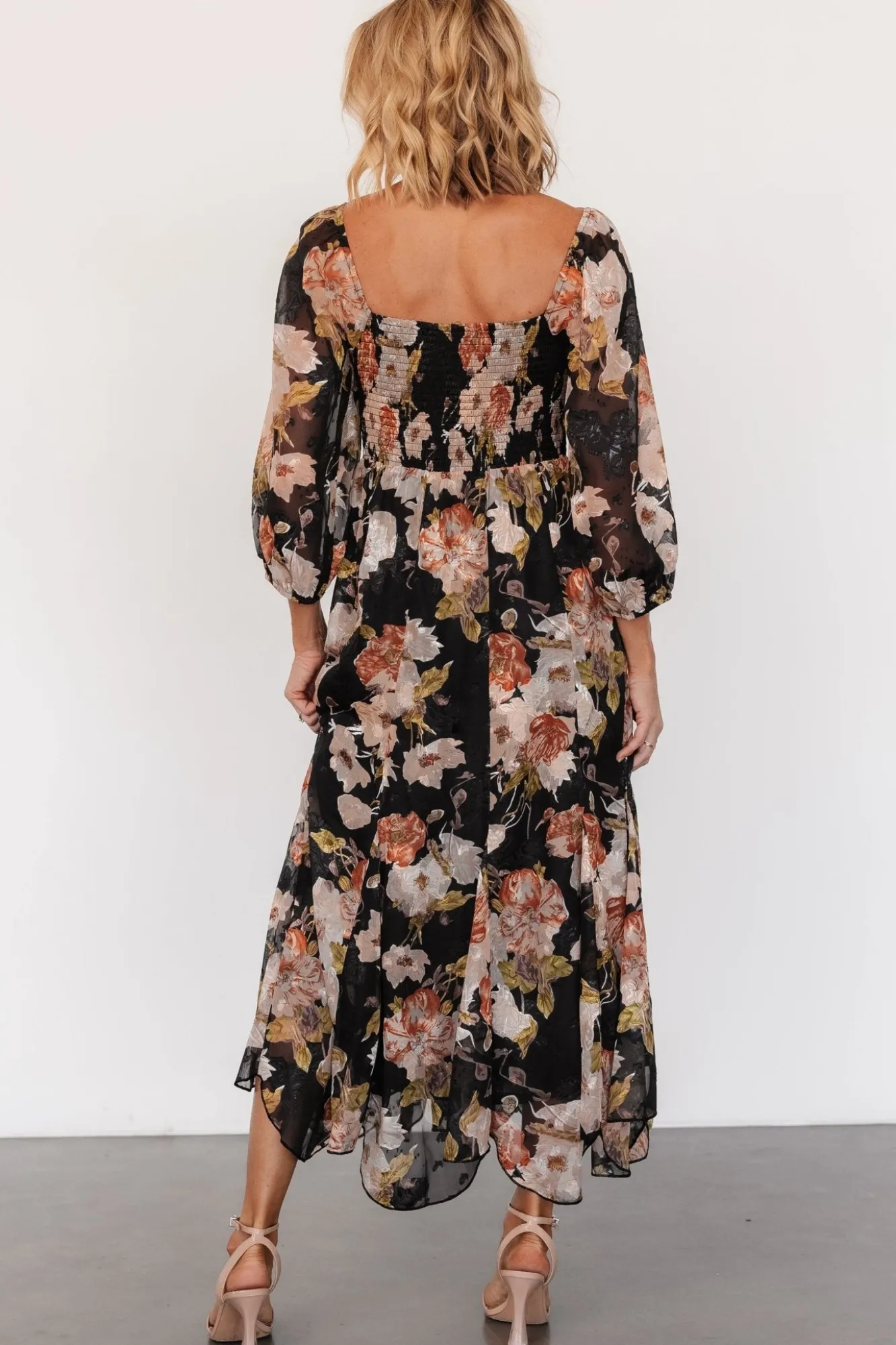 Baltic Born Etta Midi Dress | Black + Peach Floral