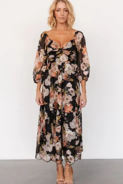 Baltic Born Etta Midi Dress | Black + Peach Floral