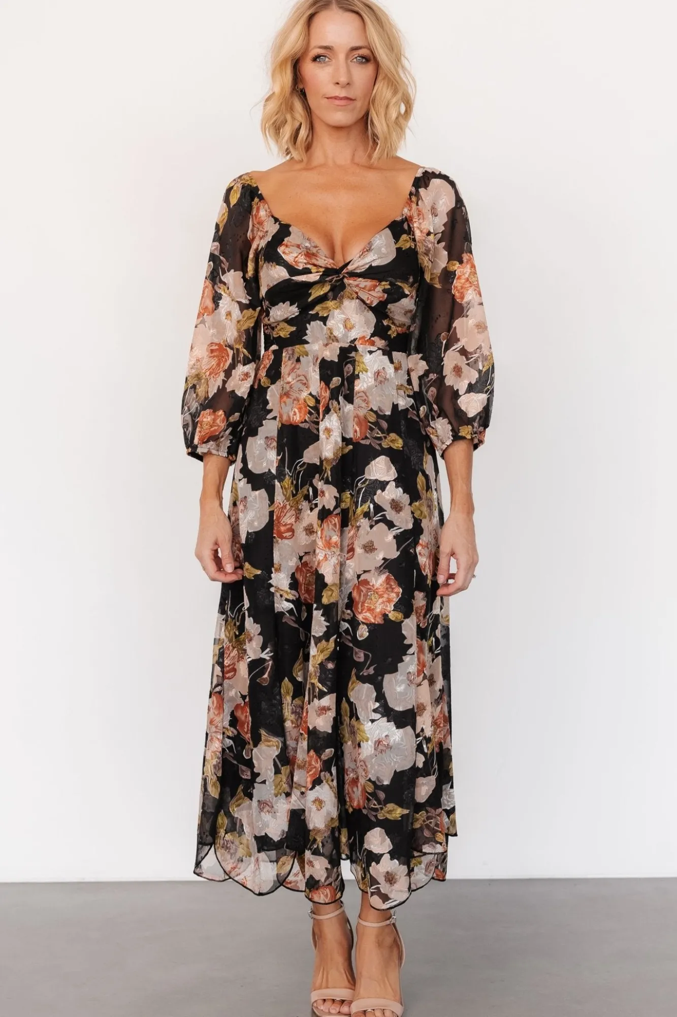 Baltic Born Etta Midi Dress | Black + Peach Floral