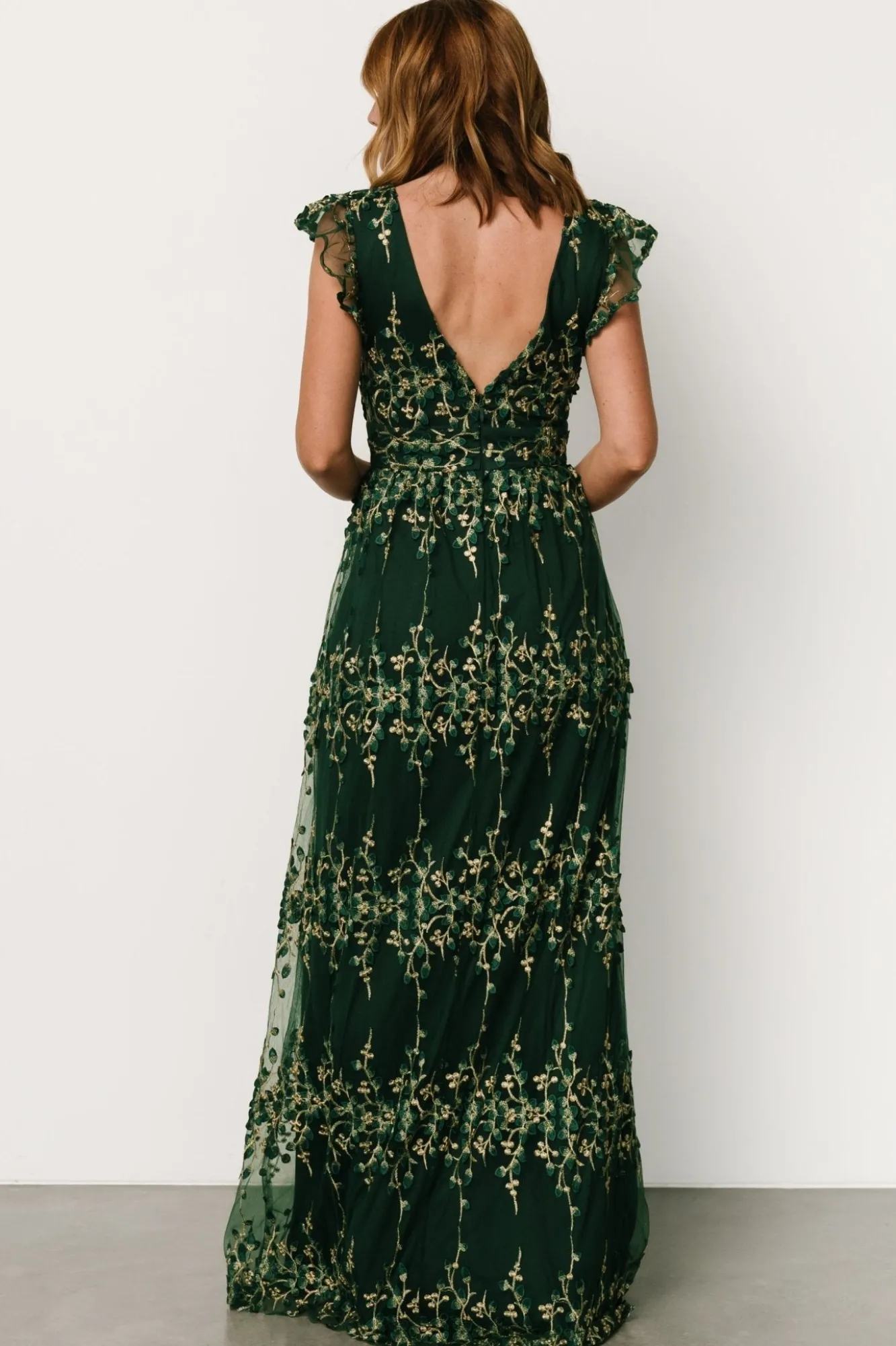 Baltic Born Eva Embroidered Maxi Dress | Green + Gold