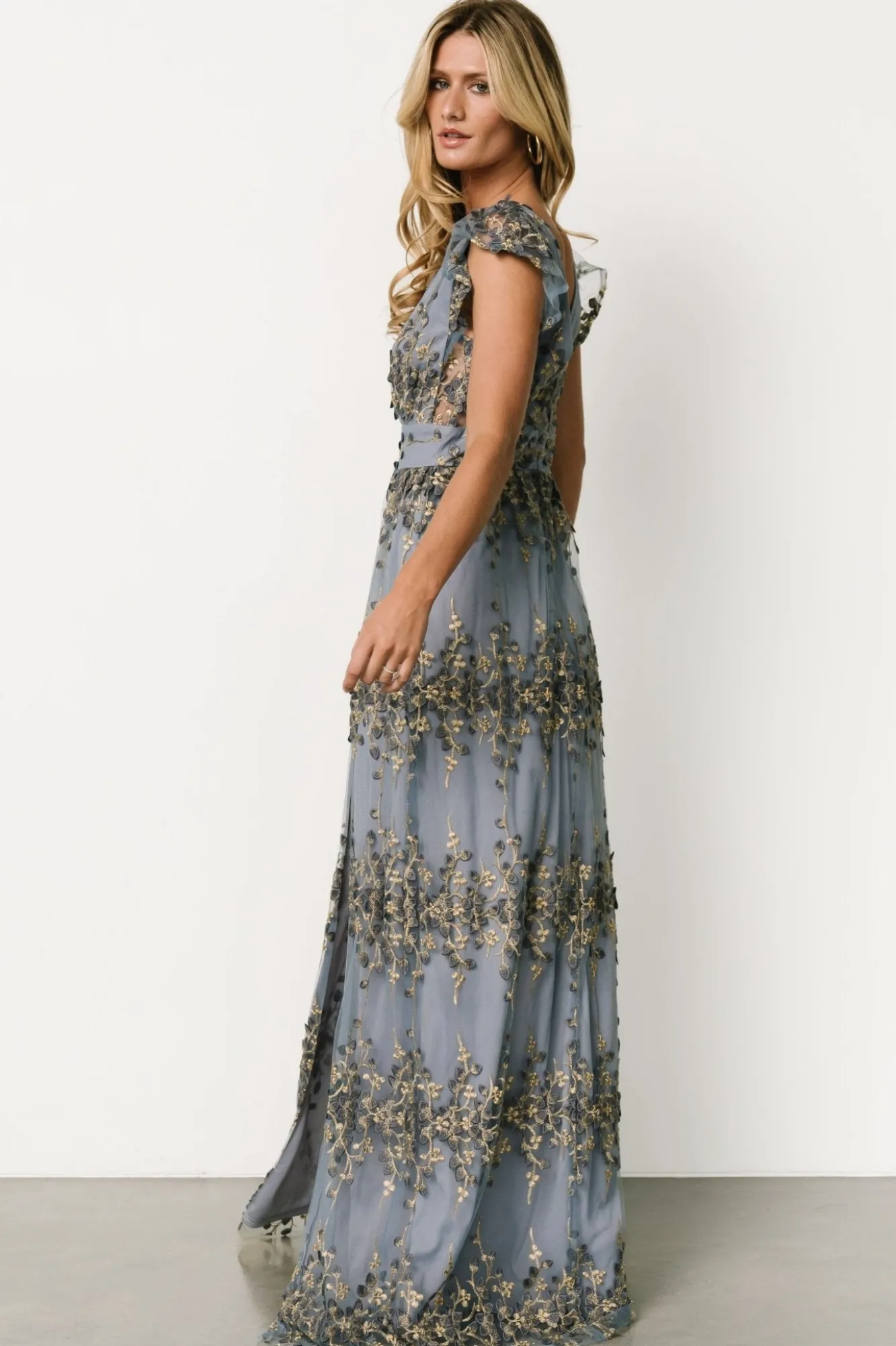 Baltic Born Eva Embroidered Maxi Dress | Slate + Gold