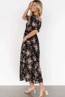 Baltic Born Evelette Dress | Black + Mauve Floral