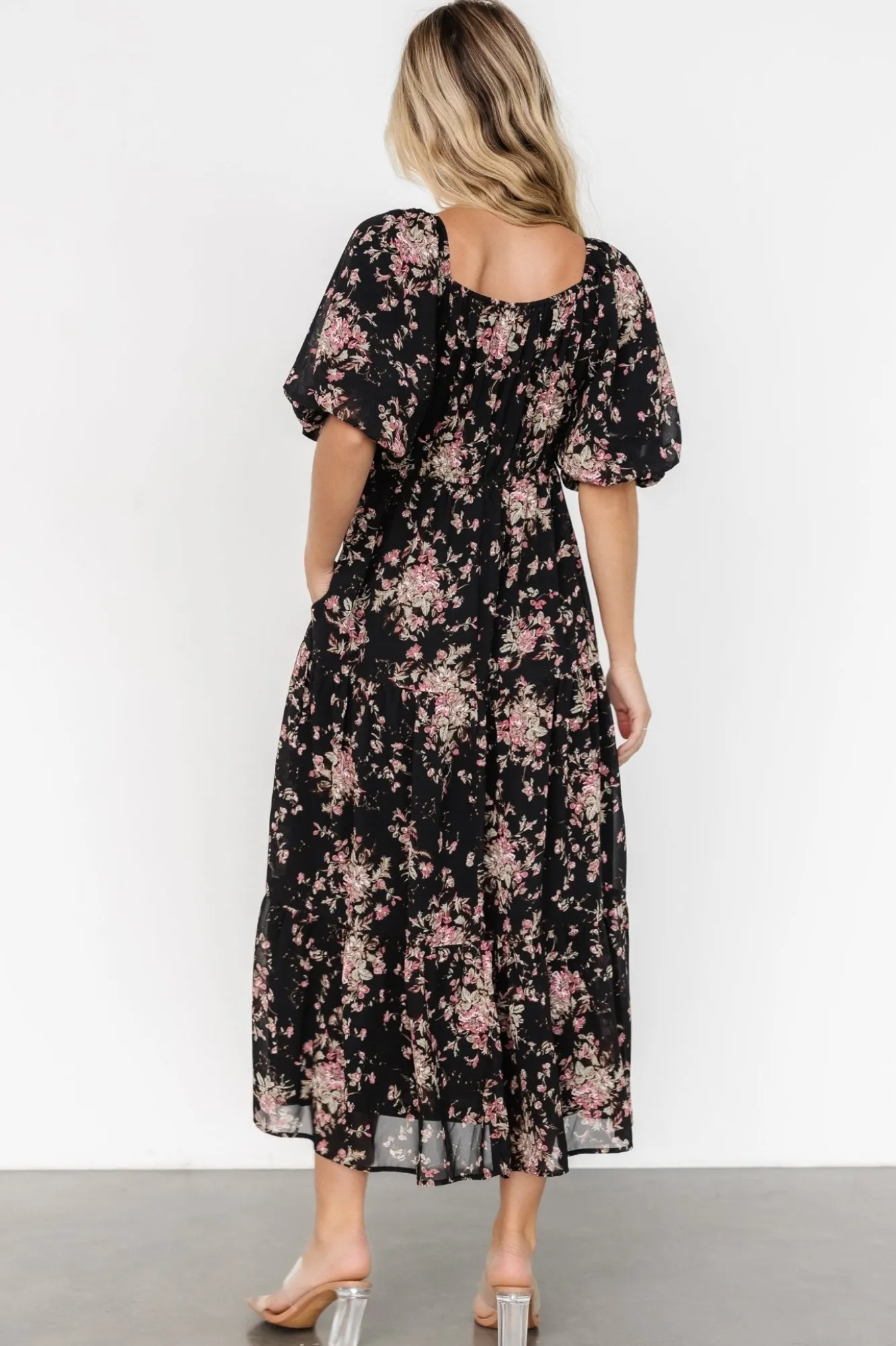 Baltic Born Evelette Dress | Black + Mauve Floral