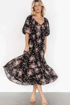 Baltic Born Evelette Dress | Black + Mauve Floral