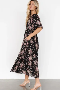 Baltic Born Evelette Dress | Black + Mauve Floral