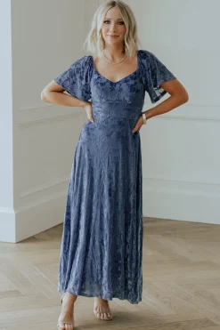Baltic Born Everley Velvet Maxi Dress | Whisper Blue