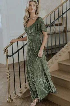 Baltic Born Everley Velvet Maxi Dress | Dark Sage