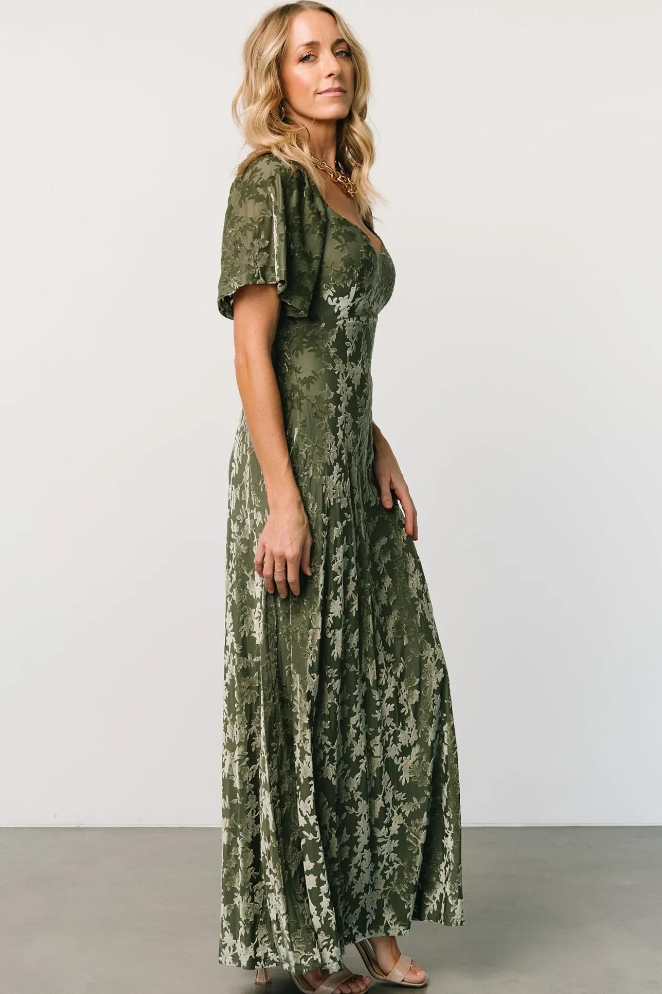 Baltic Born Everley Velvet Maxi Dress | Dark Sage