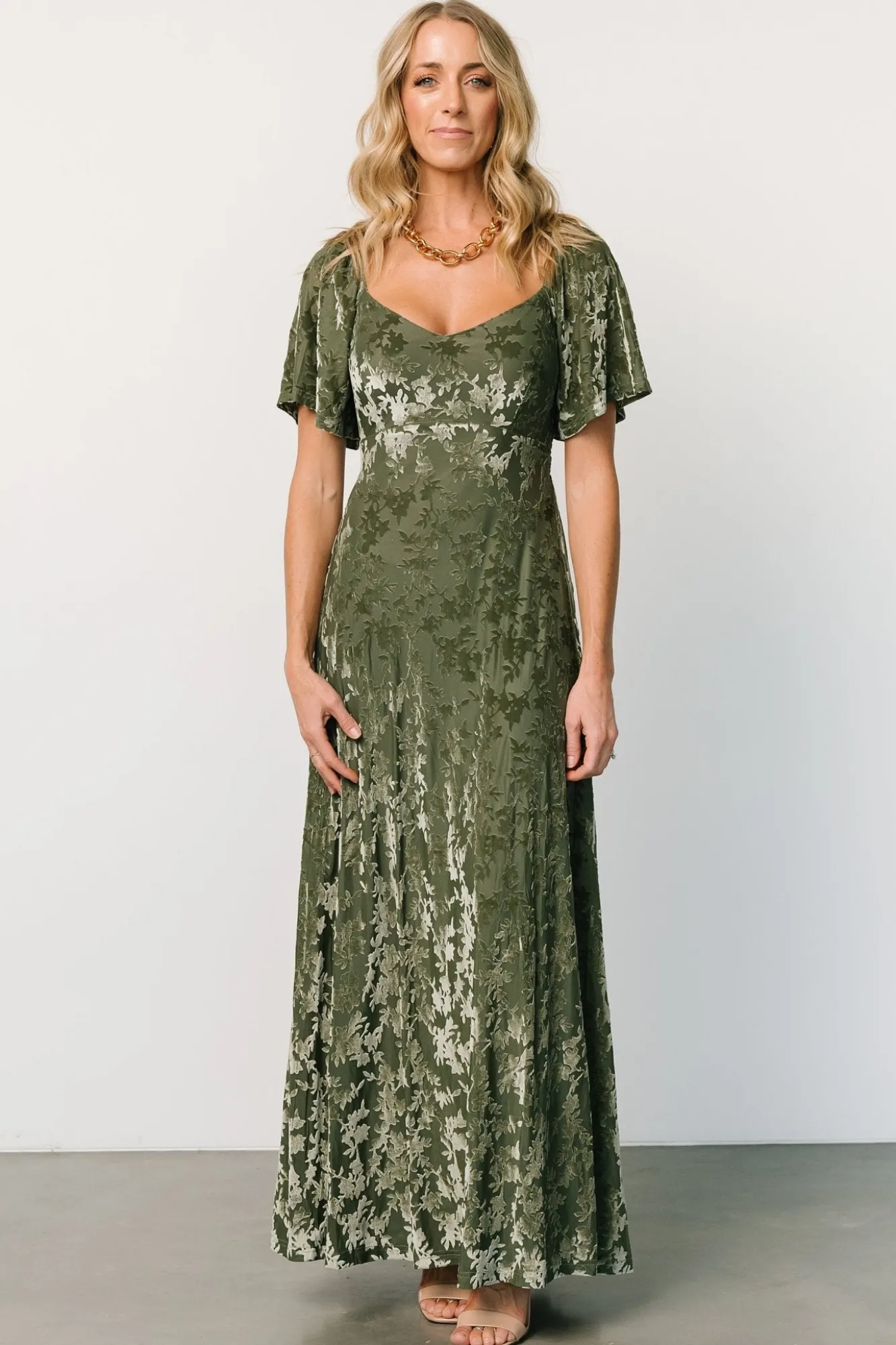 Baltic Born Everley Velvet Maxi Dress | Dark Sage