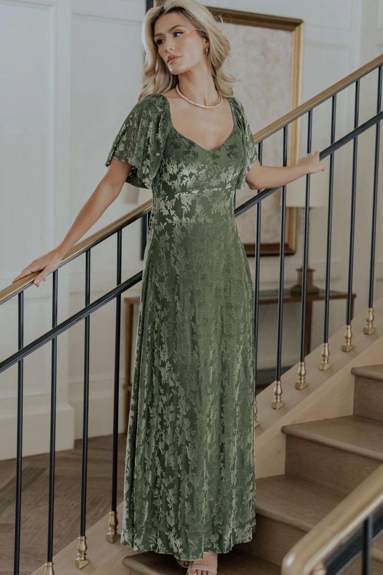 Baltic Born Everley Velvet Maxi Dress | Dark Sage