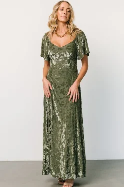 Baltic Born Everley Velvet Maxi Dress | Dark Sage
