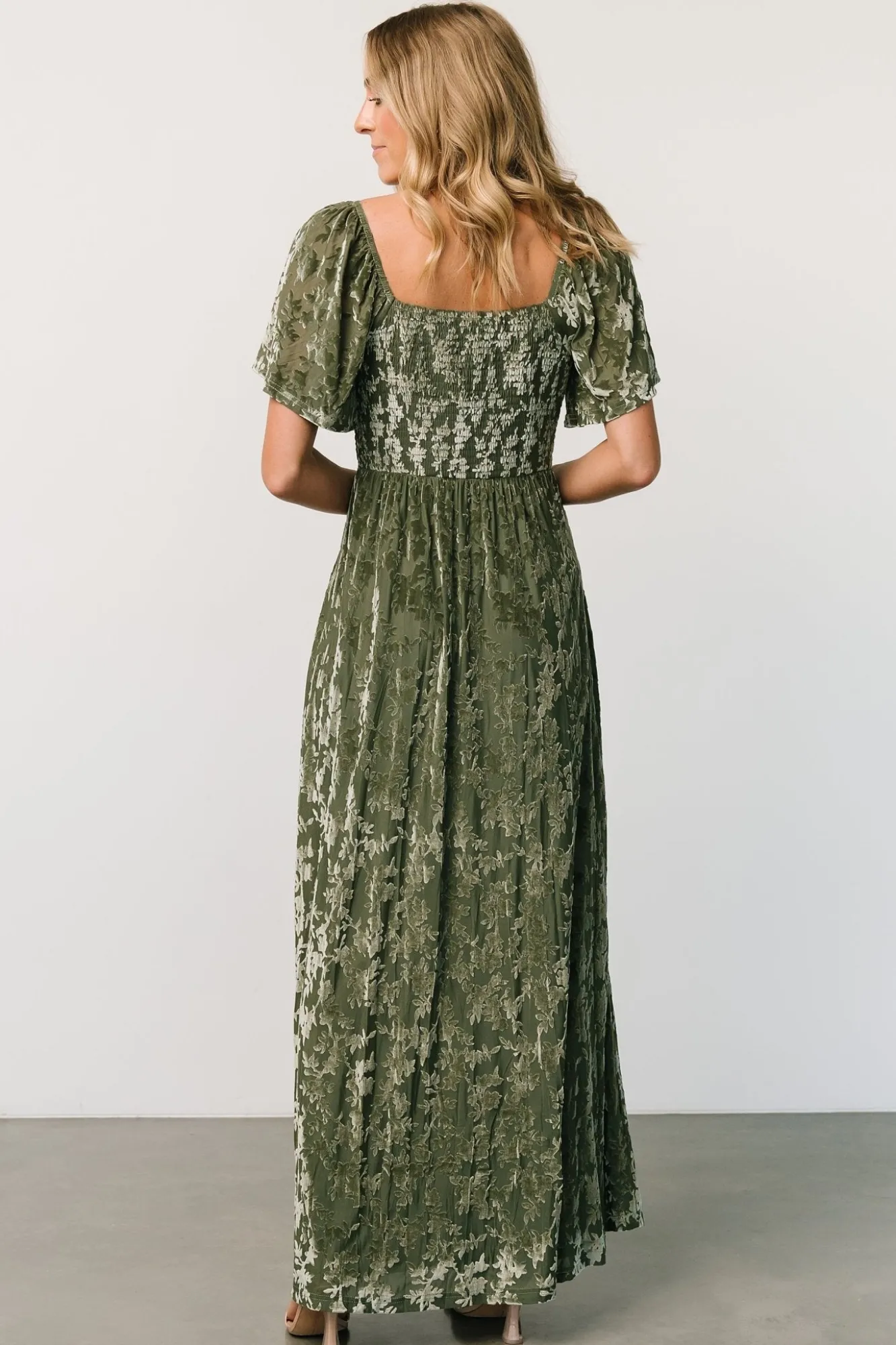 Baltic Born Everley Velvet Maxi Dress | Dark Sage