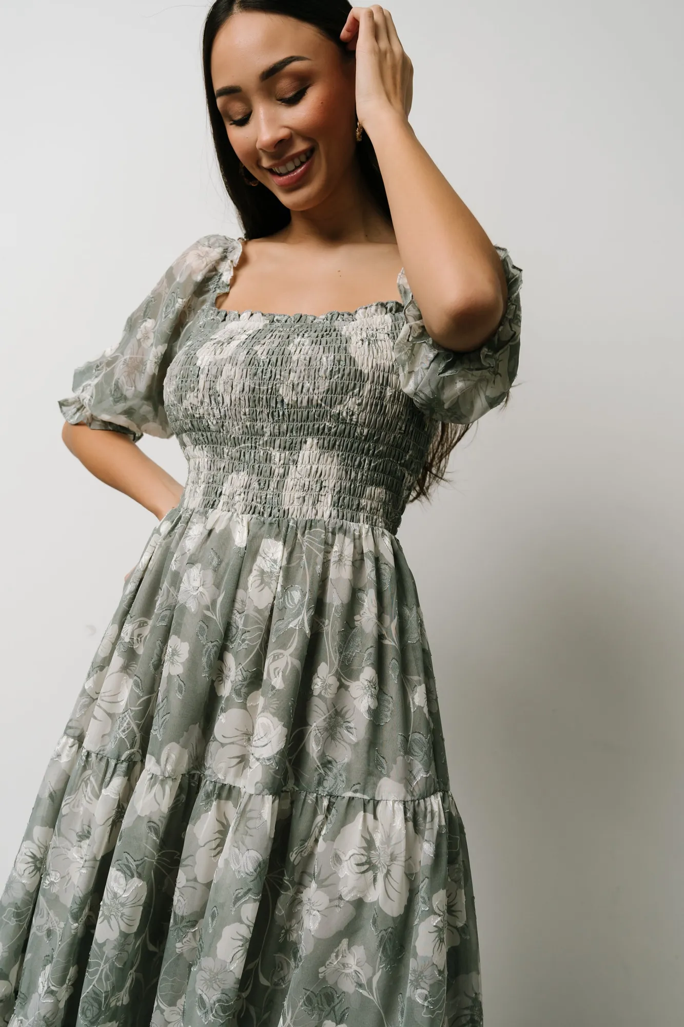 Baltic Born Fabian Jacquard Midi Dress | Dusty Sage