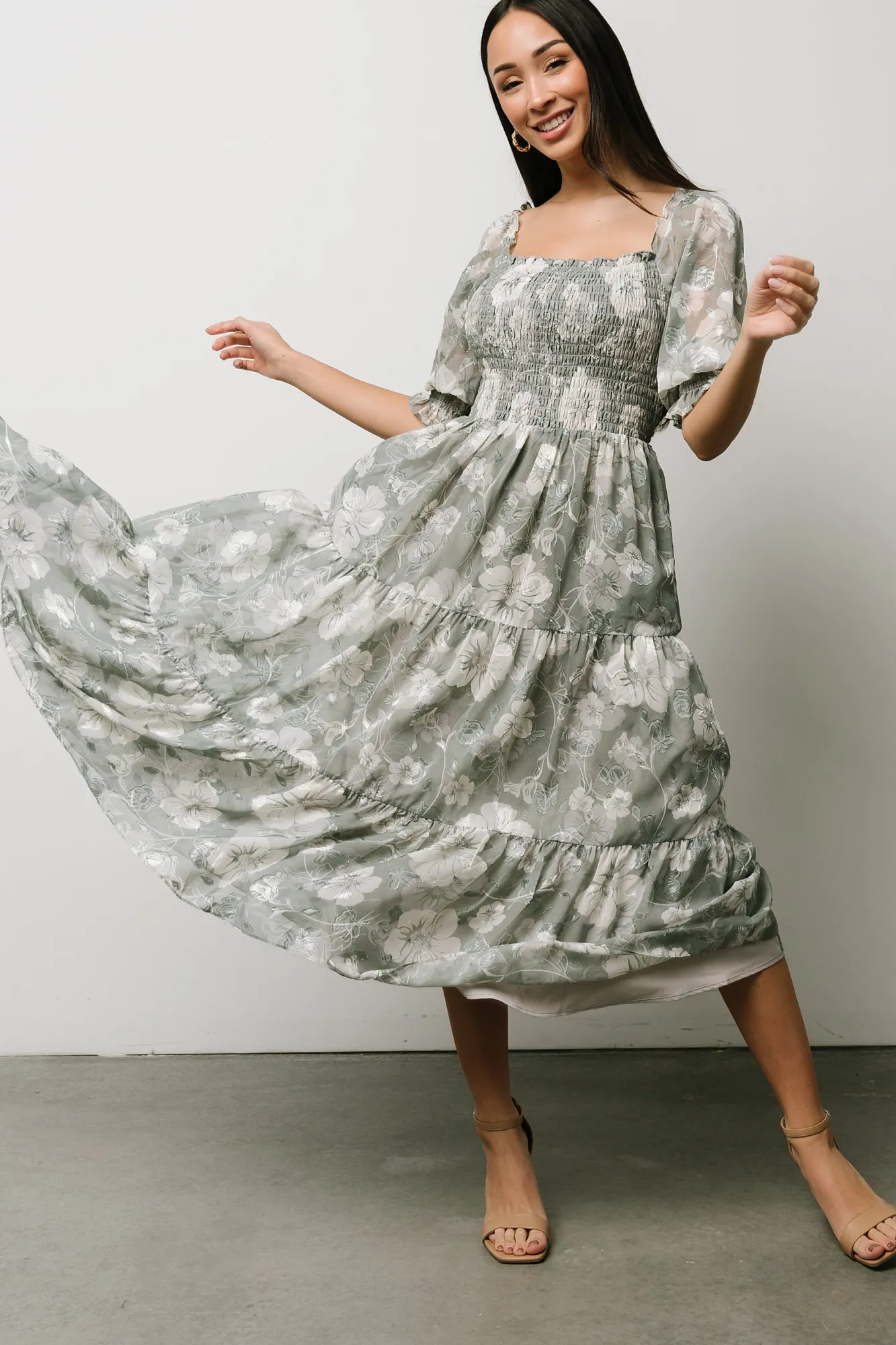 Baltic Born Fabian Jacquard Midi Dress | Dusty Sage