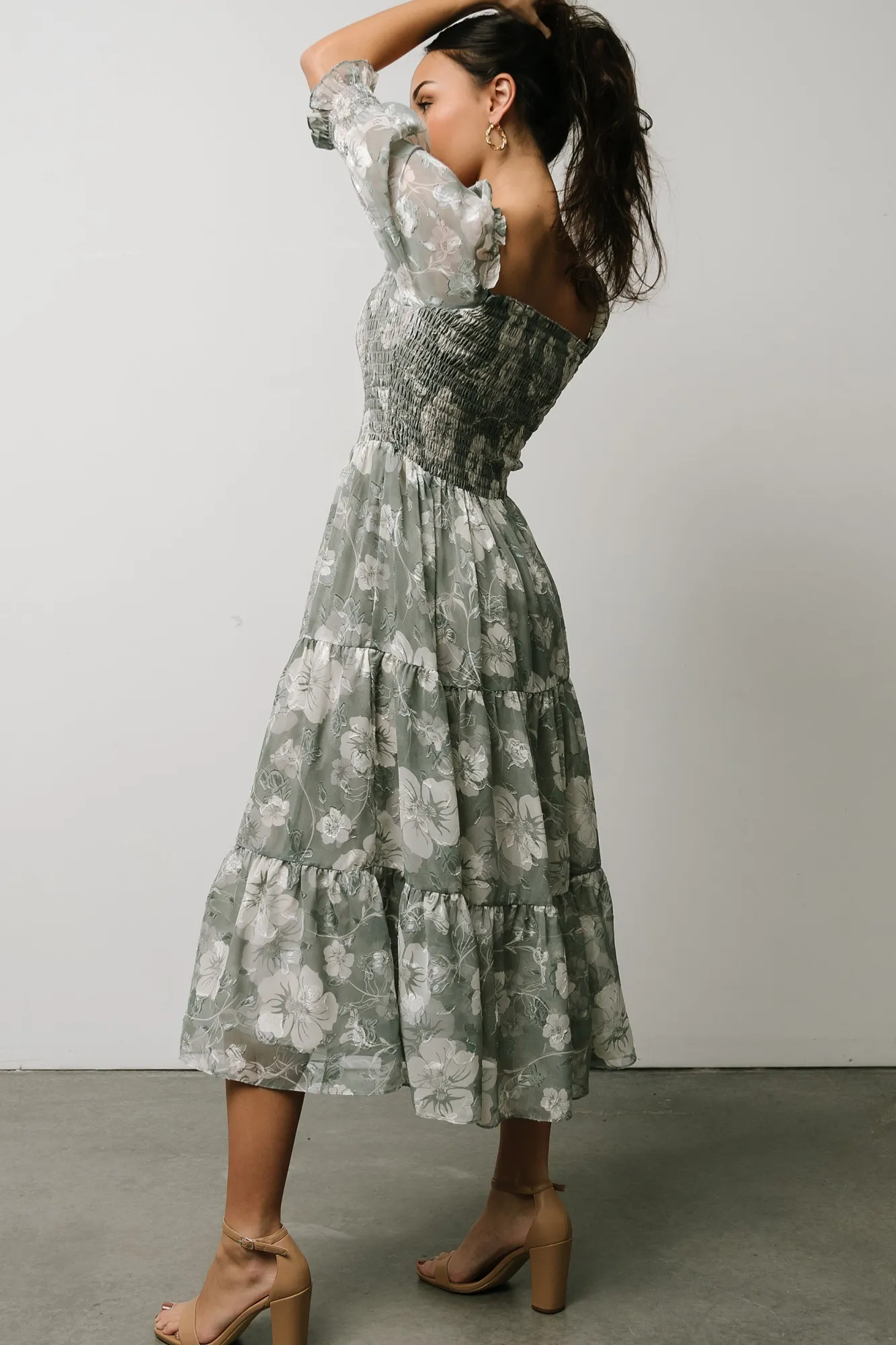 Baltic Born Fabian Jacquard Midi Dress | Dusty Sage