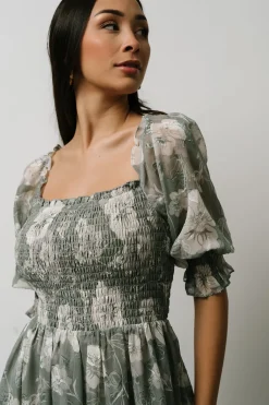 Baltic Born Fabian Jacquard Midi Dress | Dusty Sage
