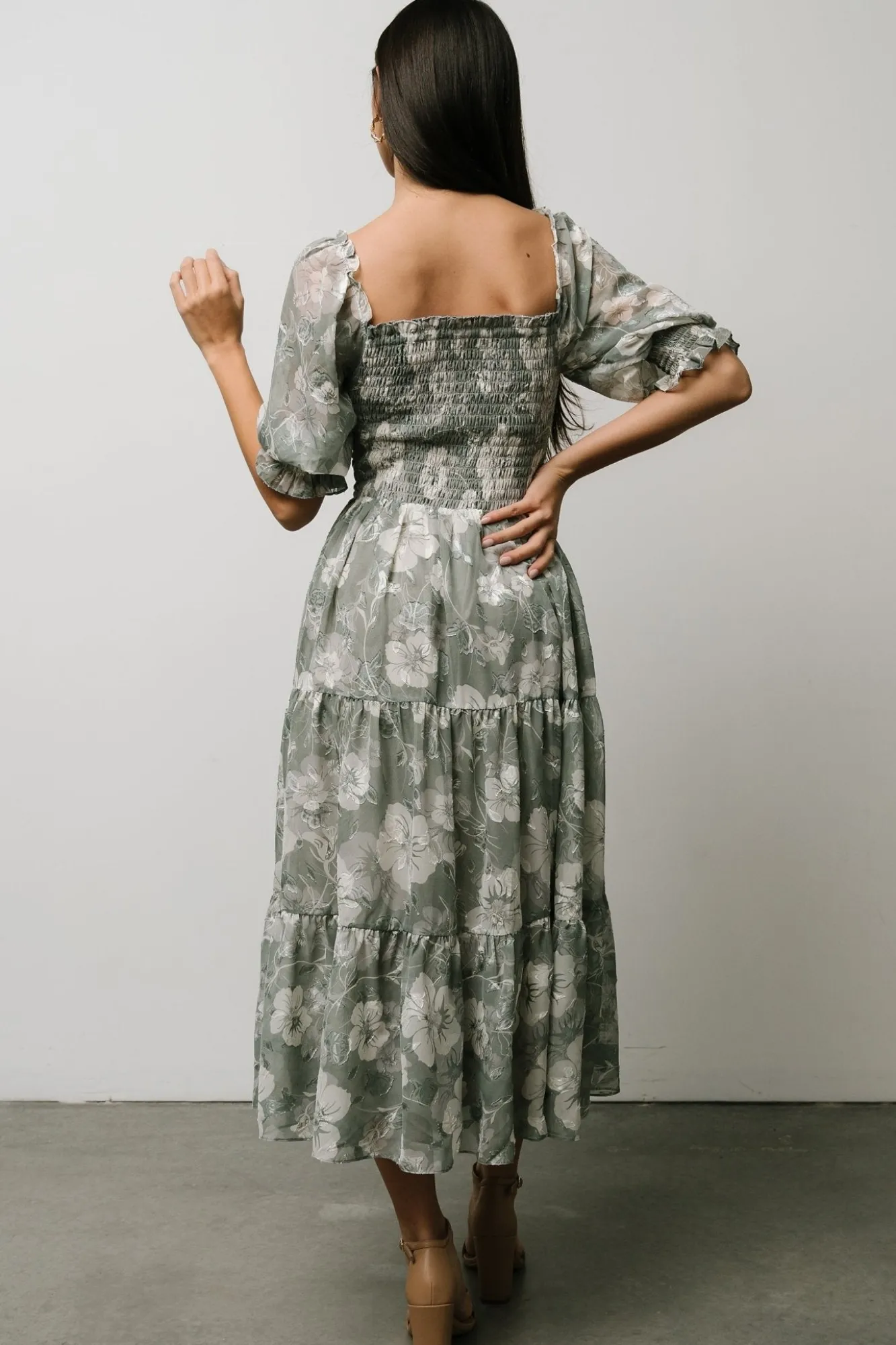 Baltic Born Fabian Jacquard Midi Dress | Dusty Sage