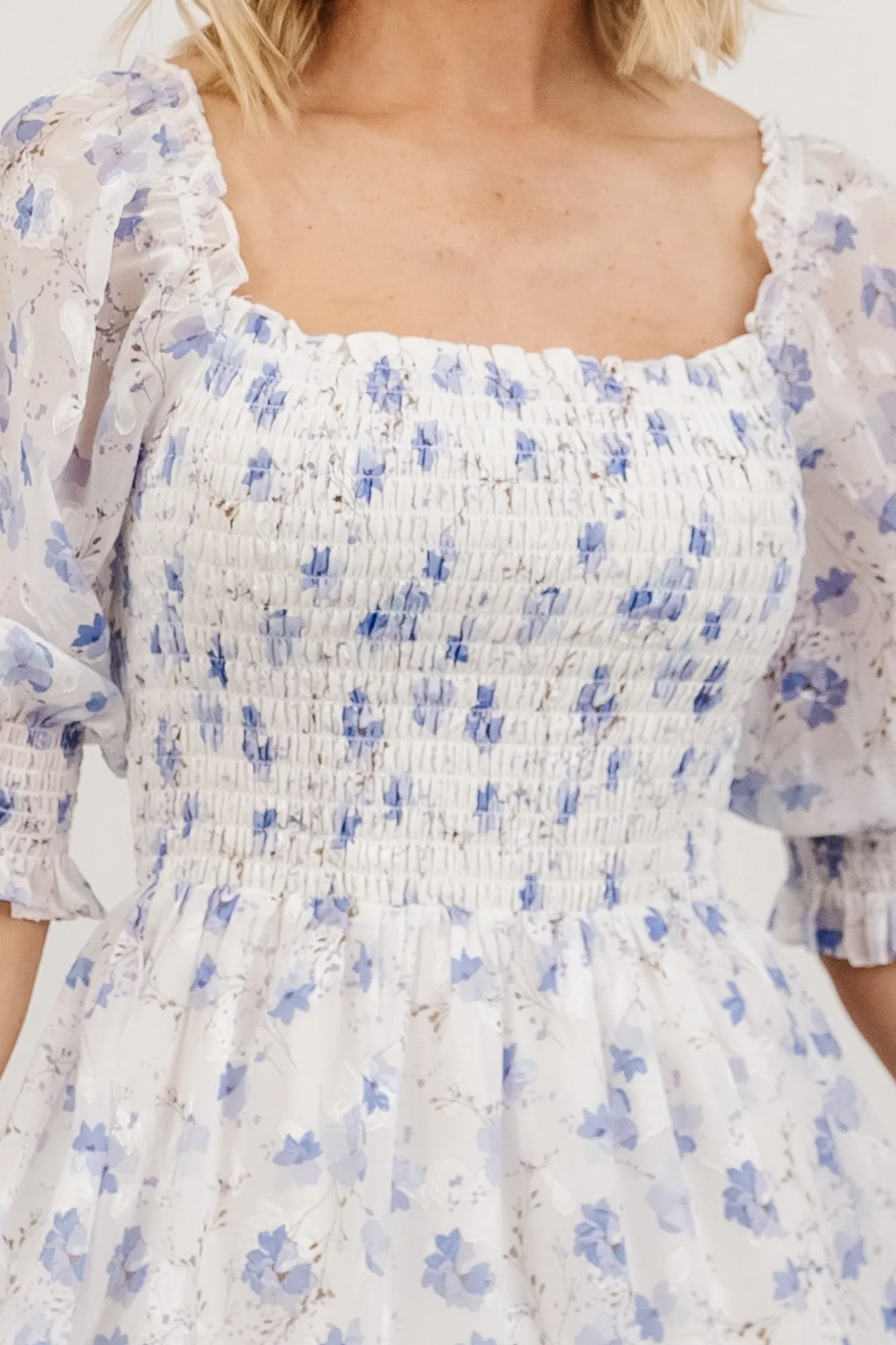 Baltic Born Fabian Jacquard Midi Dress | Blue Floral