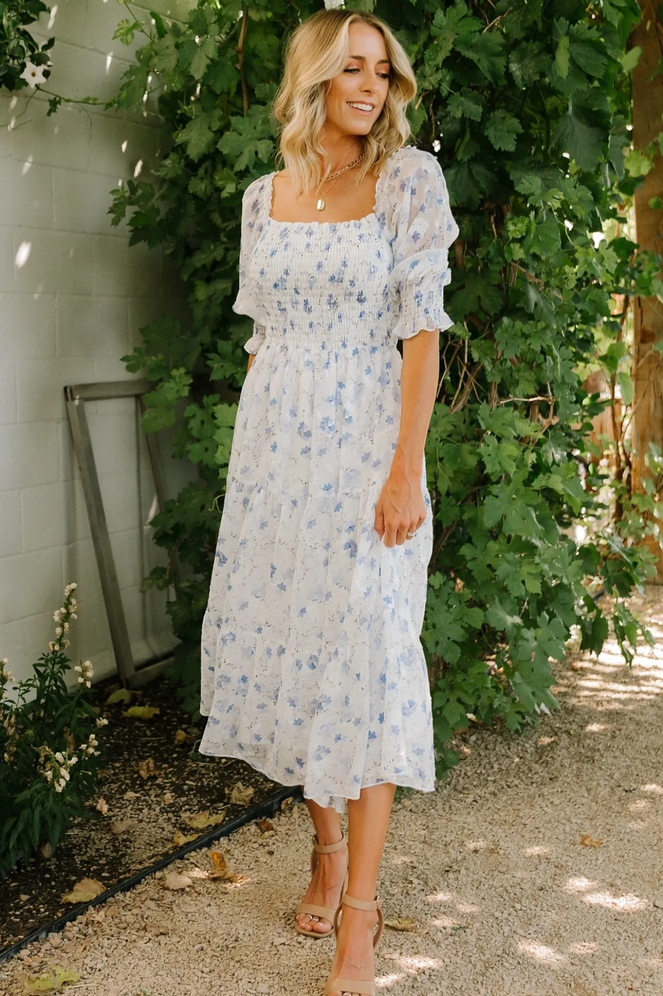 Baltic Born Fabian Jacquard Midi Dress | Blue Floral