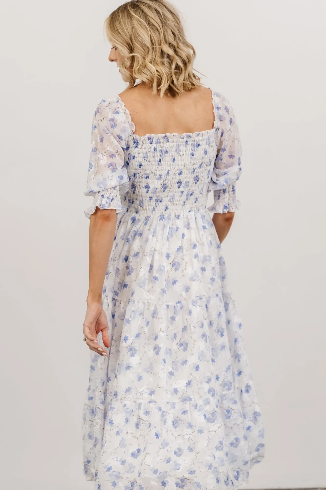 Baltic Born Fabian Jacquard Midi Dress | Blue Floral