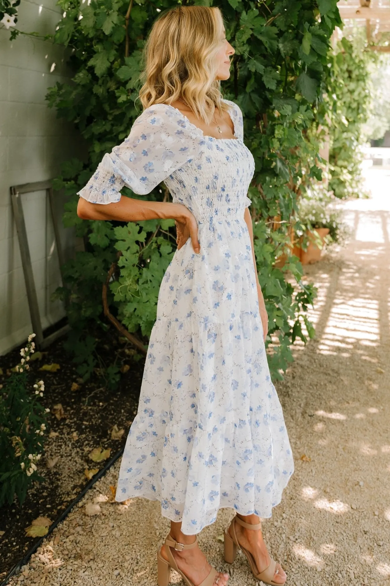 Baltic Born Fabian Jacquard Midi Dress | Blue Floral