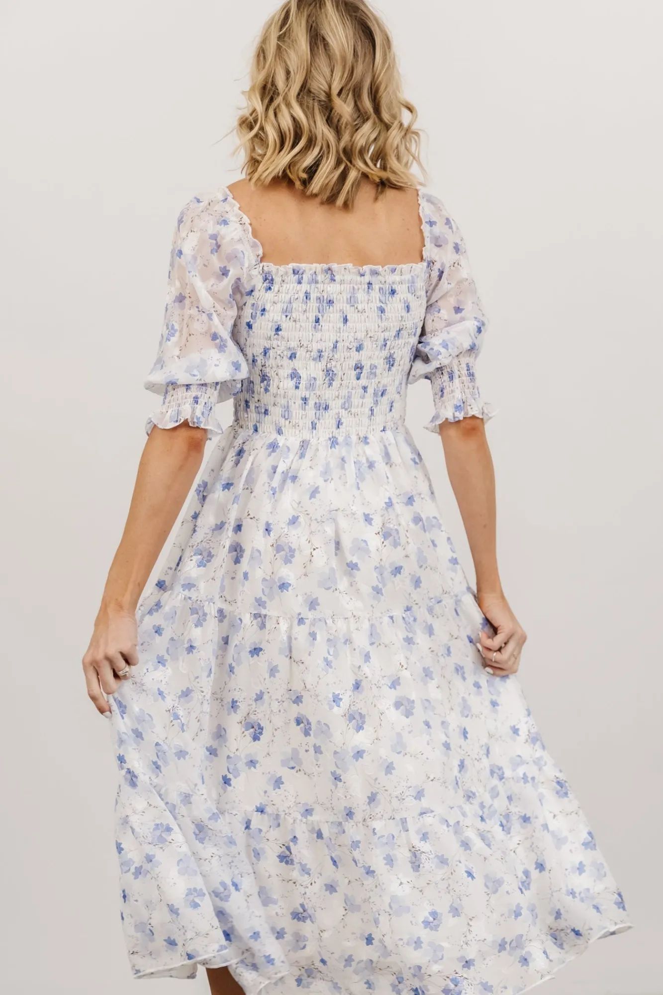 Baltic Born Fabian Jacquard Midi Dress | Blue Floral