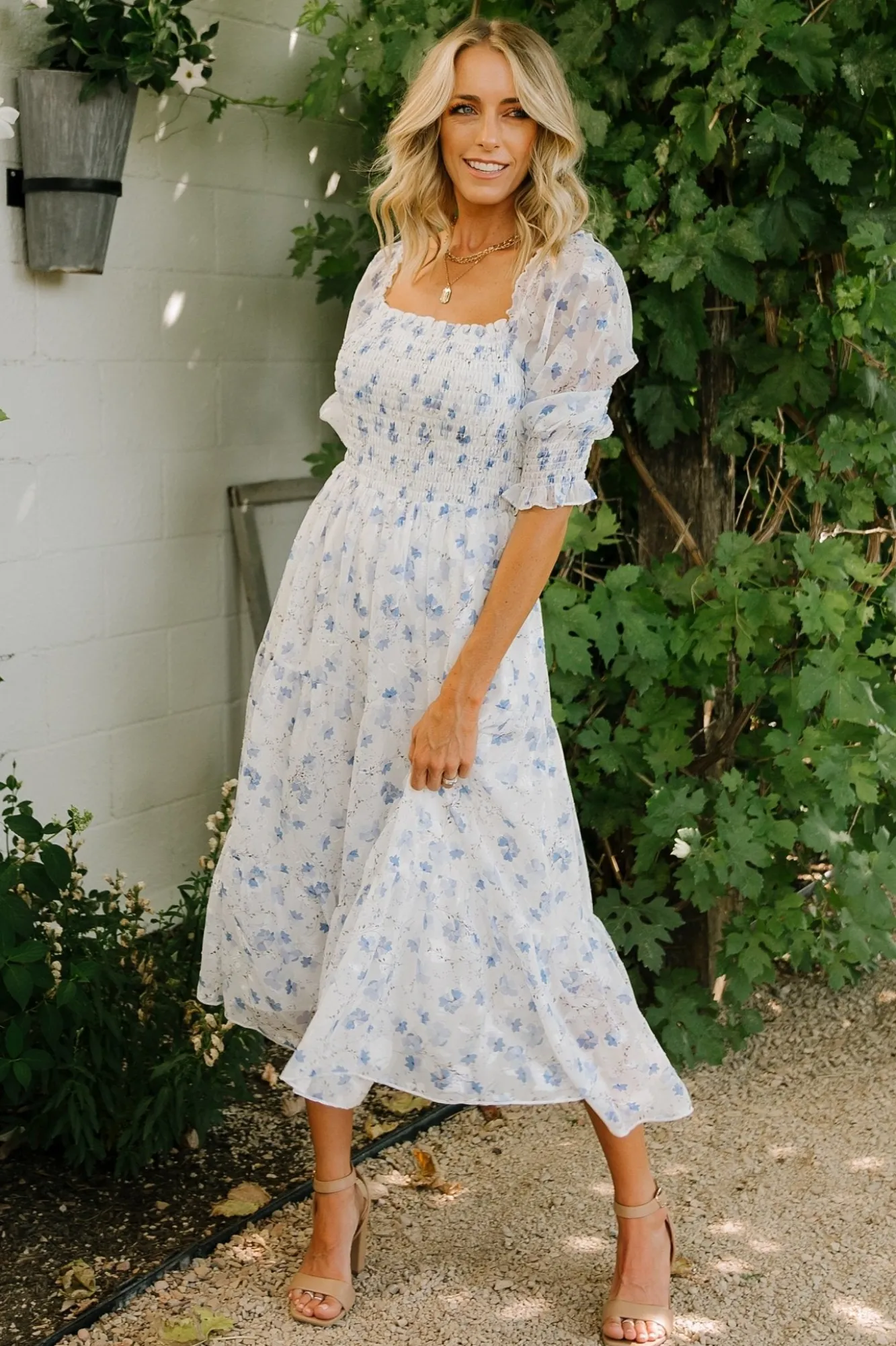 Baltic Born Fabian Jacquard Midi Dress | Blue Floral