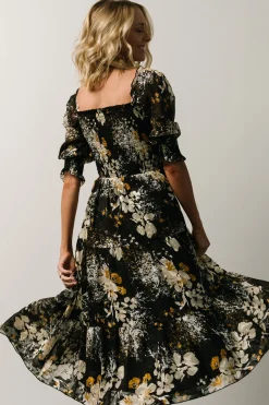Baltic Born Fabian Jacquard Midi Dress | Black Floral